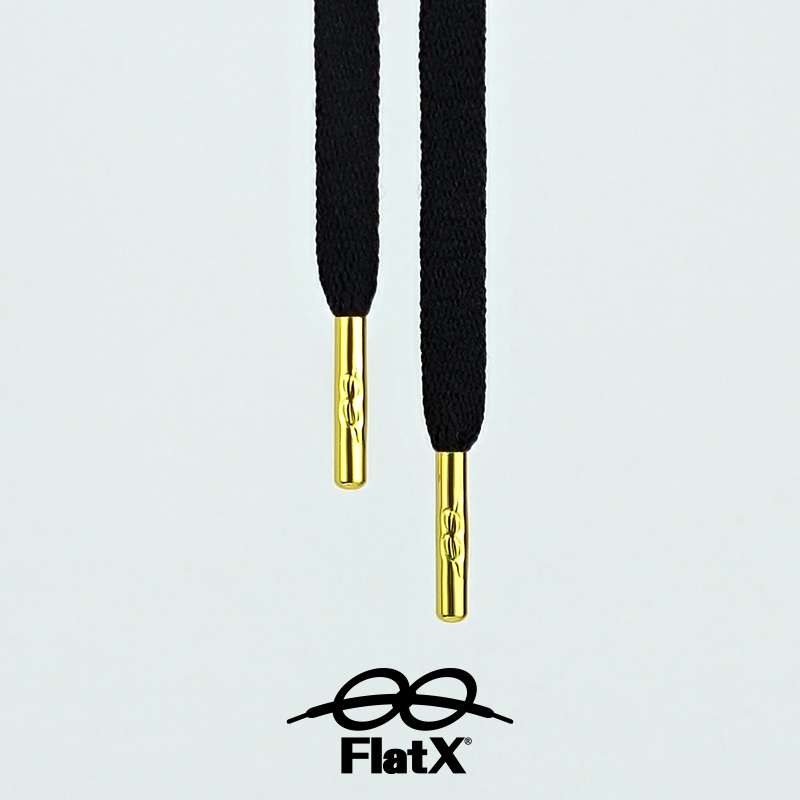 FlatX金属头扁鞋带160cm AF1 AJ1高帮篮球鞋板鞋适用 黑色+金色