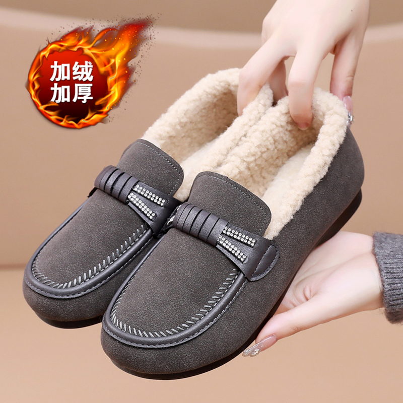 新品老北京布鞋女秋冬季加绒妈妈棉鞋防滑软底舒适奶奶中老年人豆