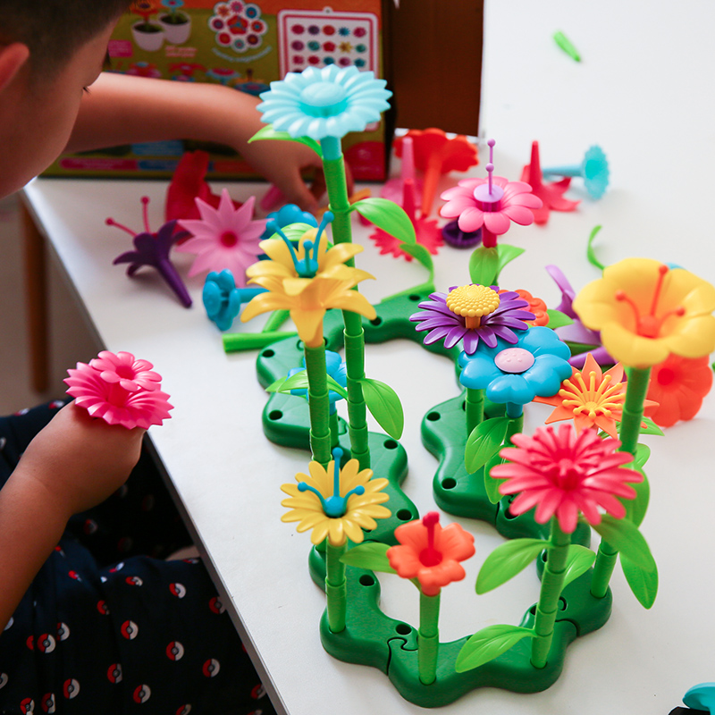 创意女孩玩具美国艺术积木花儿童早教益智百变手工拼插花朵积木花