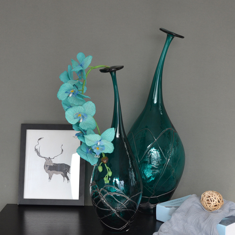 创意欧式彩色玻璃花瓶 几何形手工家居装饰摆件 艺术软装花器花瓶