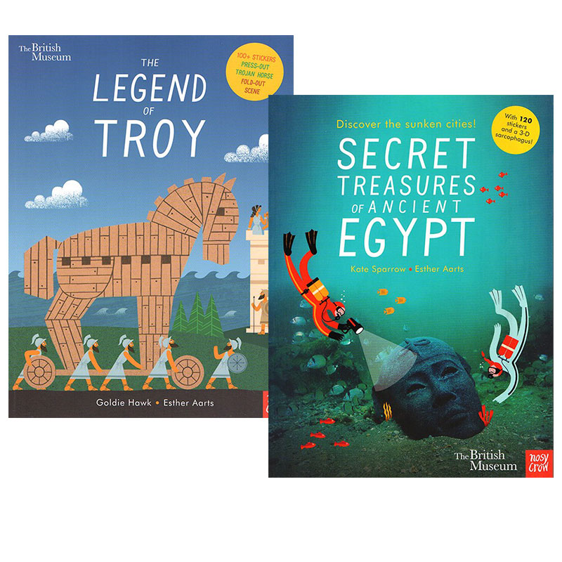 英文原版 The Legend of Troy/Ancient Egypt Discover the Sunken Cities 2册大英博物馆合作款 附赠纸模型历史人文艺术绘本