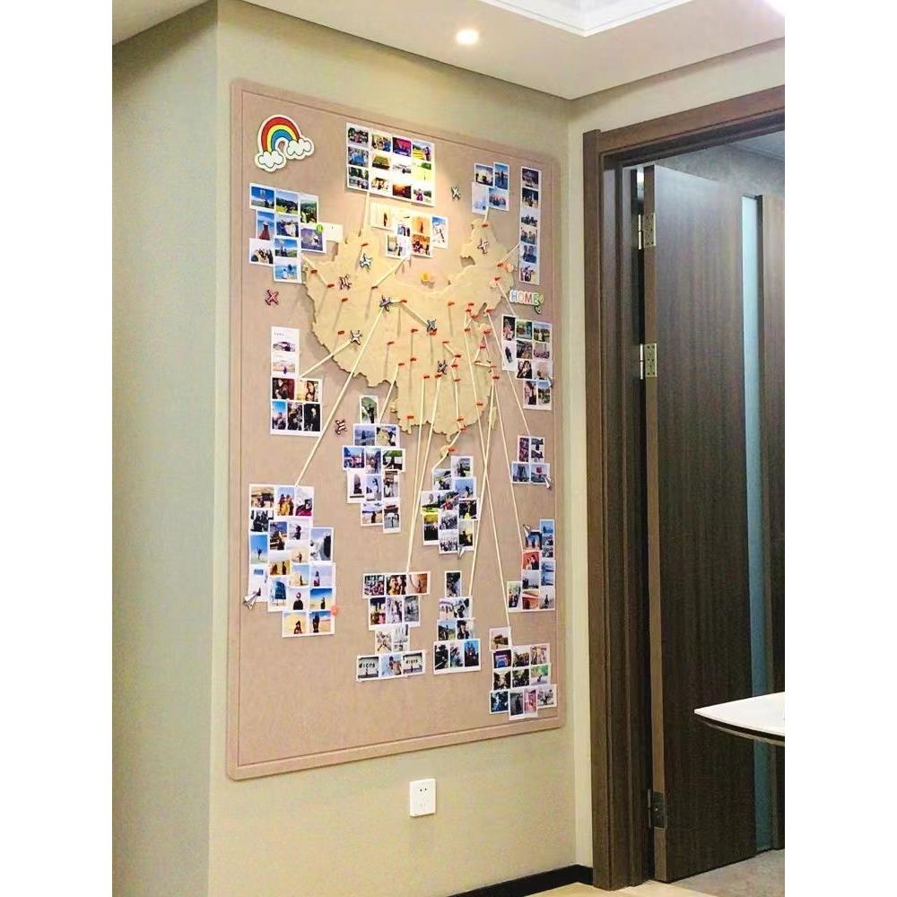 旅行足迹地图照片墙毛毡中国足记打卡标记背景图装饰板墙贴免打孔