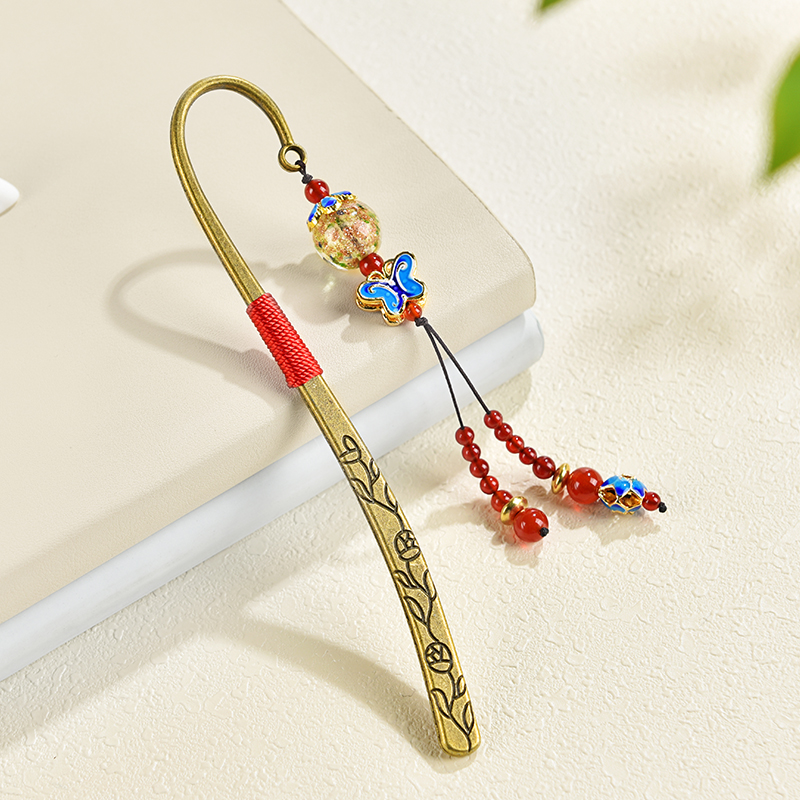 古典中国风金属吊珠书签文艺国风创意礼物实用送同学教师生日礼物