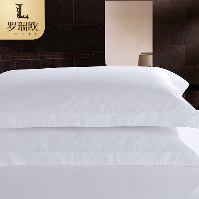 酒店枕套纯棉单双人枕头套全棉宾馆民宿白色枕芯套专用一对装拍二