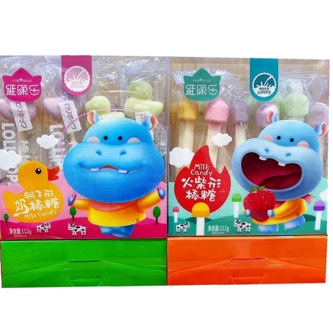 [小馨食铺]鸭子形奶棒糖112g*2盒火柴造型棒糖儿童分享零食