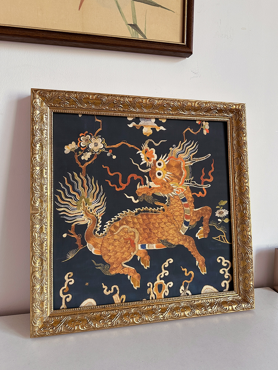 可可的画廊新年吉祥寓意新中式中古风小众个性麒麟装饰画茶室挂画