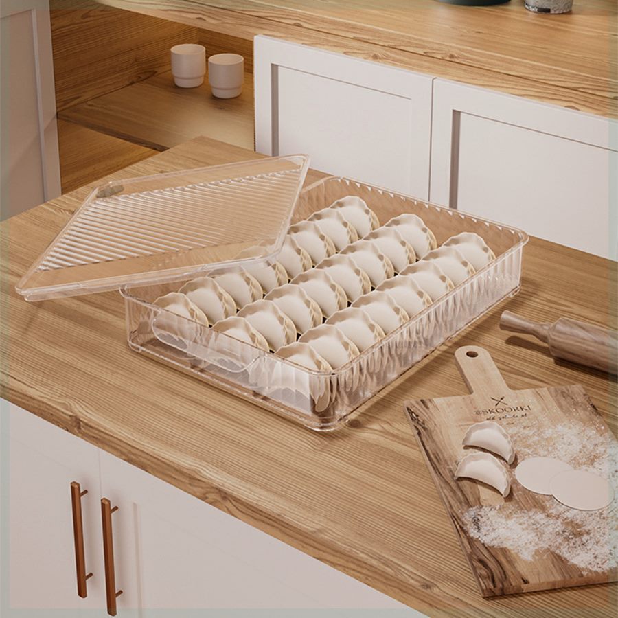 饺子收纳盒亚克力食品级塑料家用厨房馄饨点心保鲜冰箱收纳盒