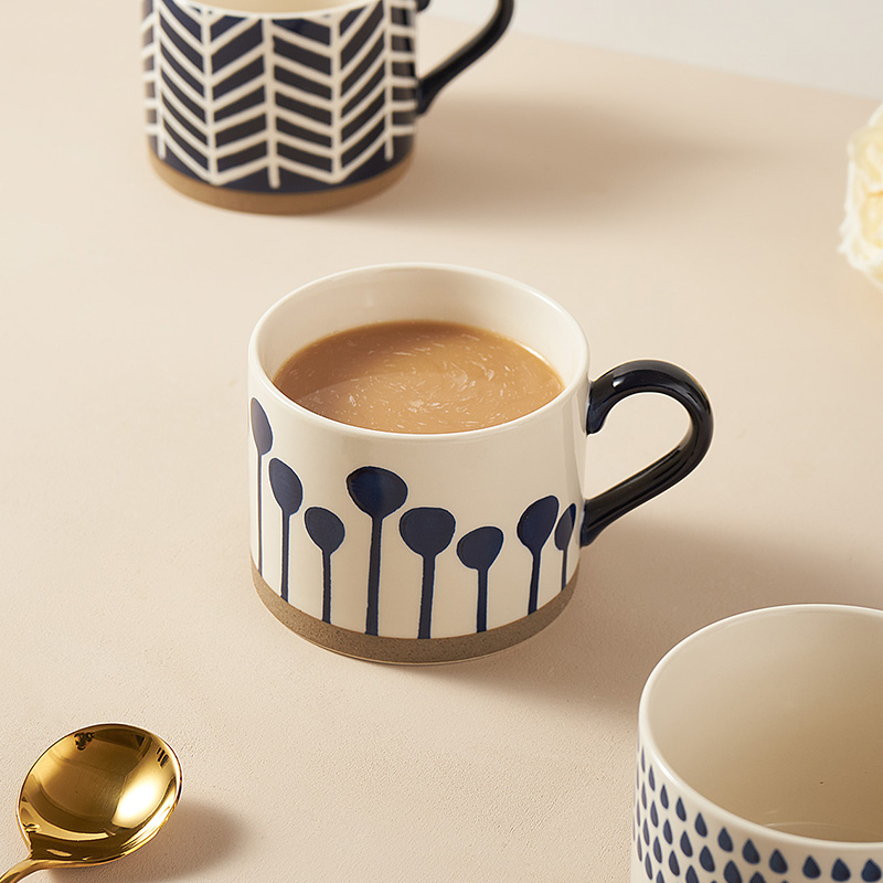 高级感手绘马克杯设计感北欧家用喝水杯子女大容量陶瓷ins风茶杯