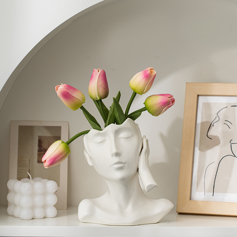 北欧抽象艺术陶瓷花瓶摆件客厅插花小众高级感餐桌玄关家居装饰品