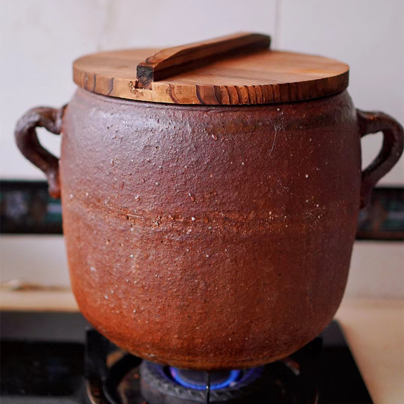 乡村老砂罐老式土砂锅手工老瓦罐瓦罐煨汤小时候的砂锅沙罐吊子