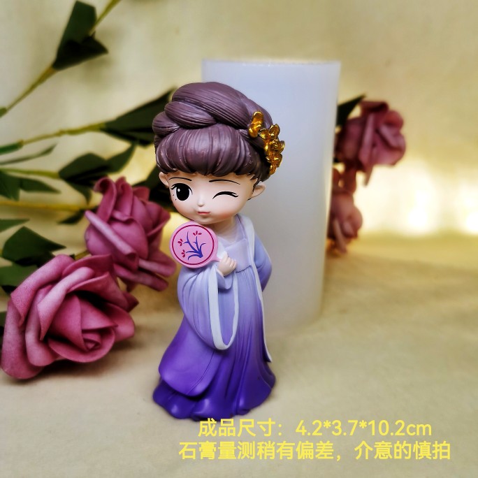 3D立体古装男孩 女孩硅胶模具 复古中国风 石膏娃娃模具 滴胶蜡烛