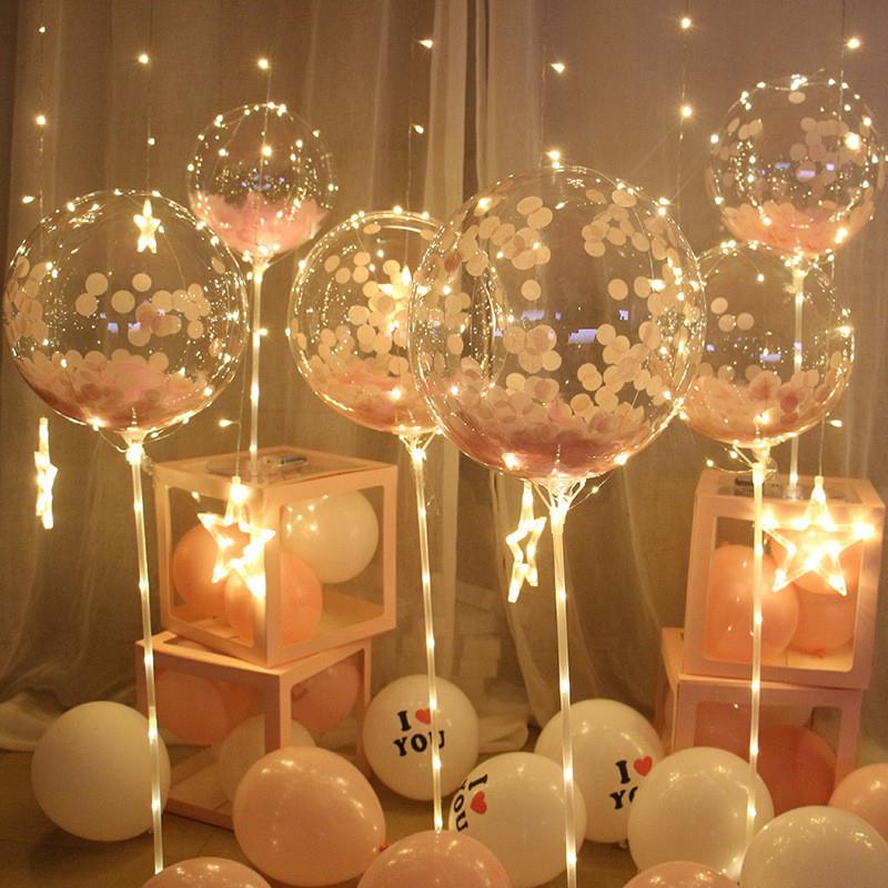 网红求婚告白发光气球透明波波球立柱生日表白装饰氛围场景布置节