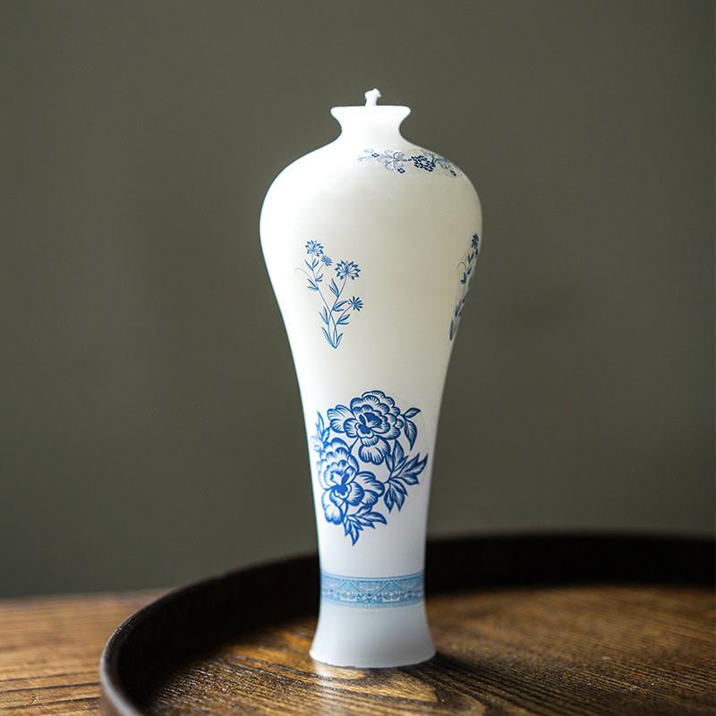 陶瓷蜡烛花瓶硅胶模具 中国风青花瓷diy香薰蜡烛石膏翻糖烘焙模具