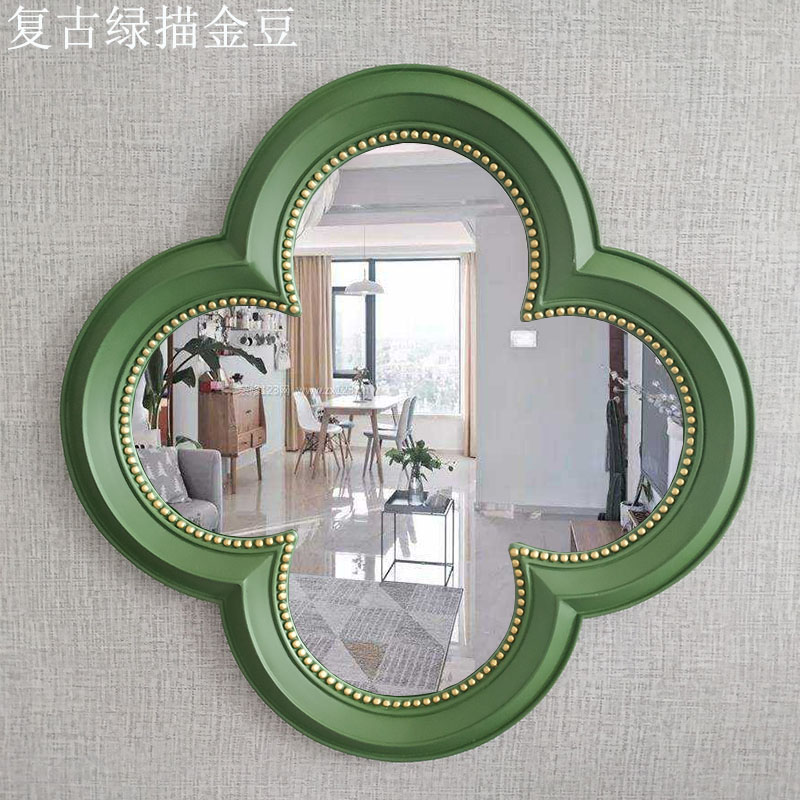 美式复古浴室镜中式四叶草壁挂墙式装饰艺术镜卫生间洗手台盆镜子