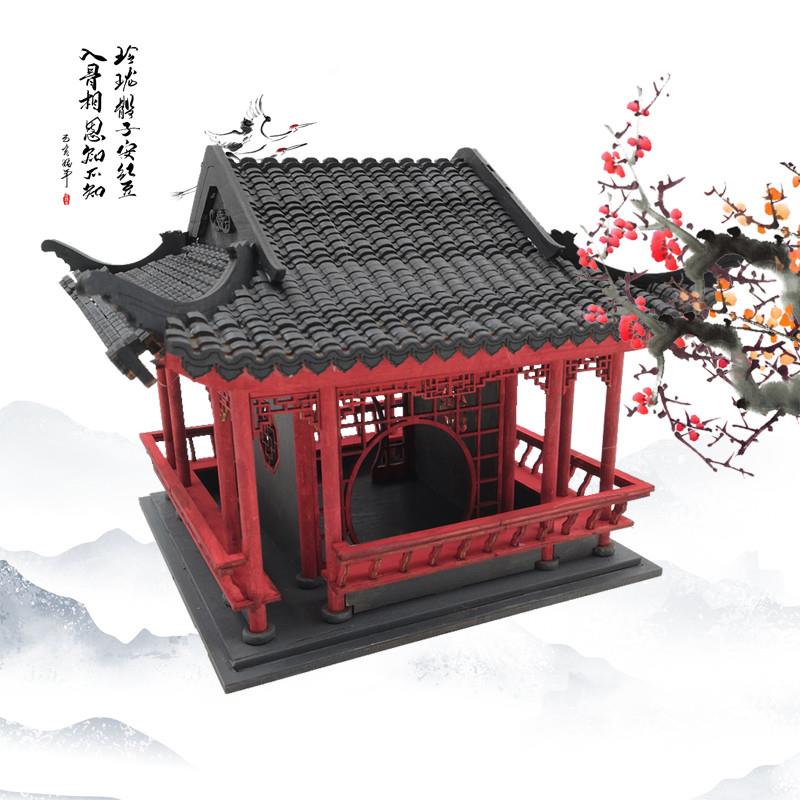 手工制作材料古建筑模型摆件diy江南中国风木质水榭中式亭子房子