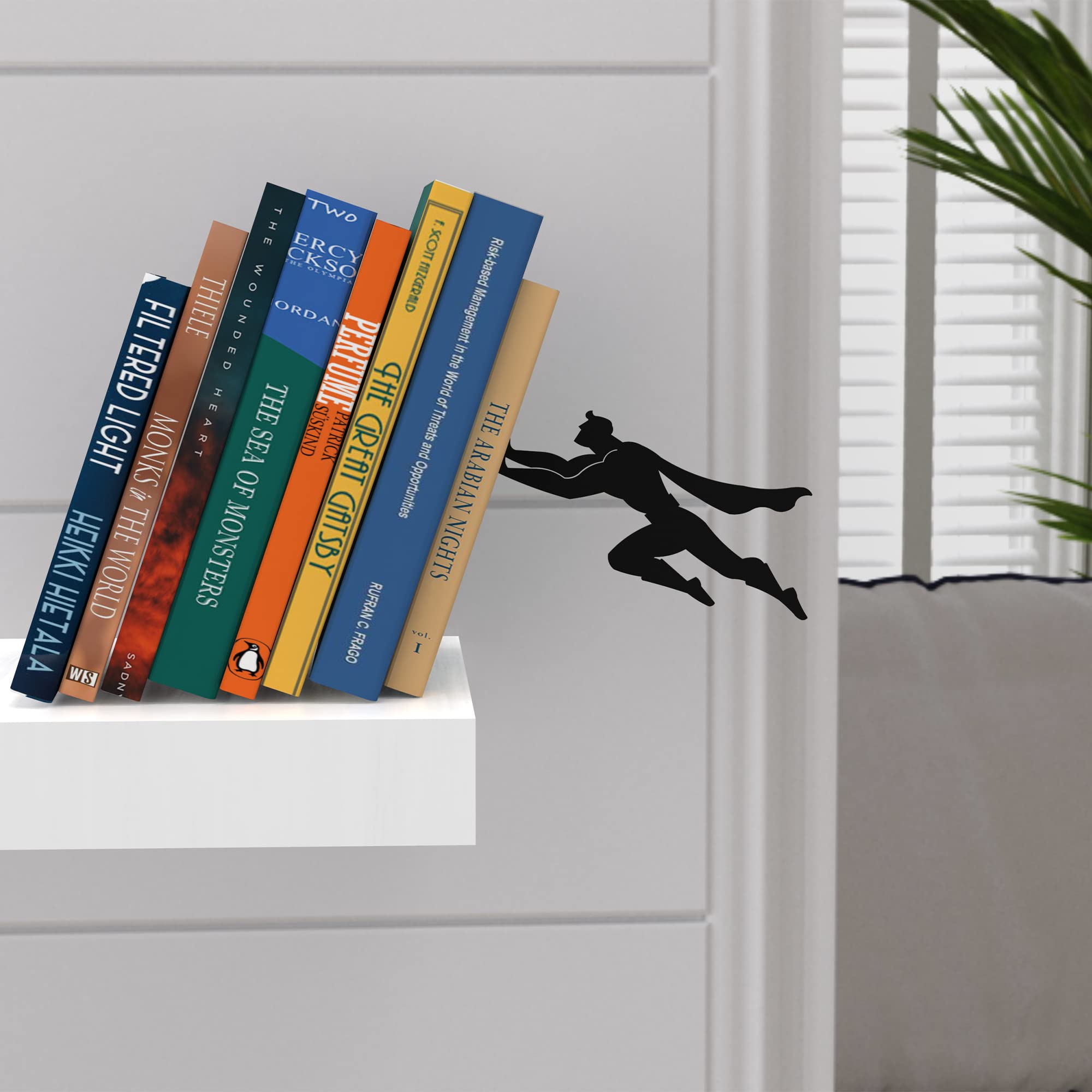 以色列创意磁力悬浮英雄超人书立书挡书架图书置物架书靠书房装饰