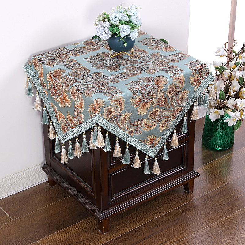 美式高级感床头柜罩轻奢流苏提花布艺方巾盖布卧室欧式床头桌桌布