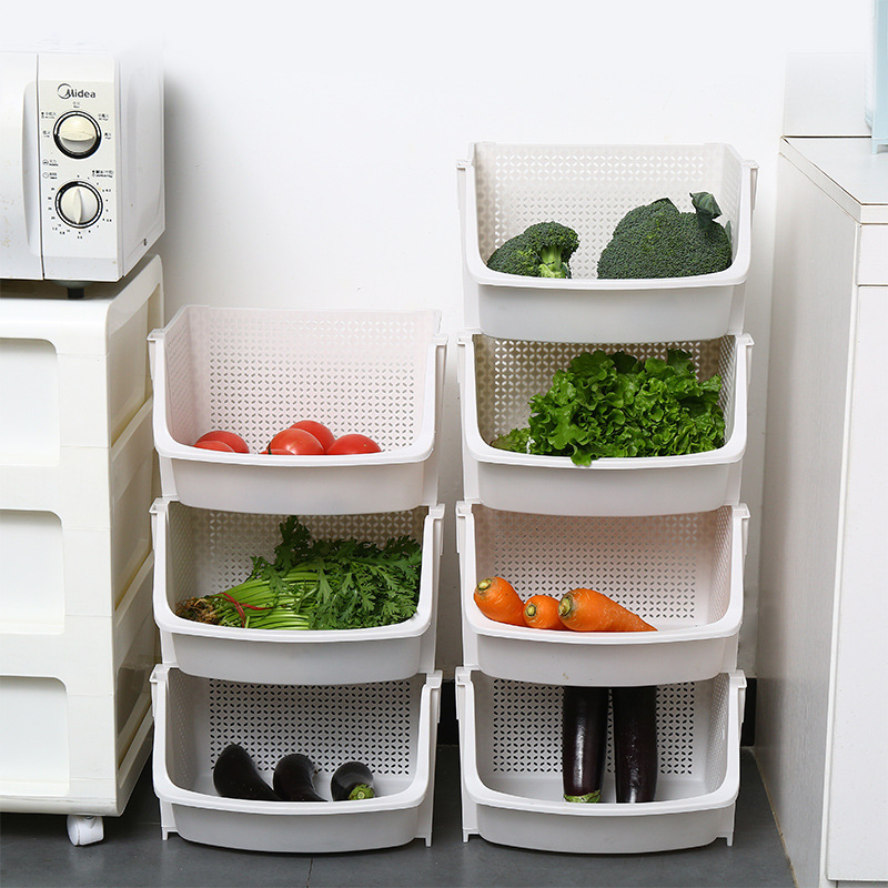 厨房置物架落地多层可叠加水果蔬菜收纳筐家用瓜果放蔬菜的菜篮子
