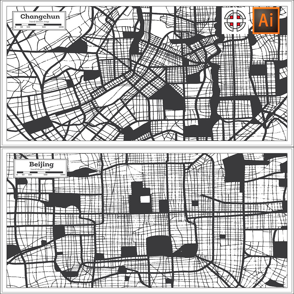 苏州武汉无锡济南上海沈阳合肥长春城市规划剪影AI矢量设计素材