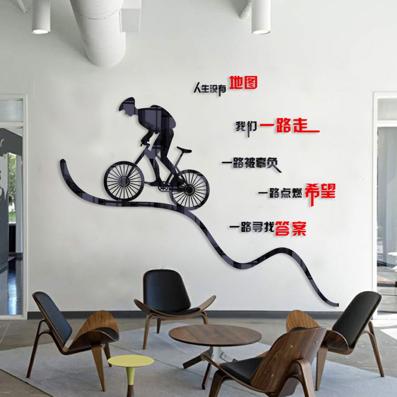 企业公司办公室布置文化墙励志标语人生没有地图3D亚克力立体墙贴