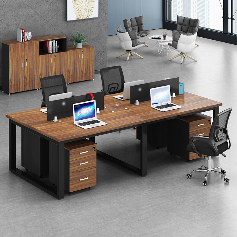 办公桌椅组合简约现代西安办公家具办公室员工职员桌4人工位桌子