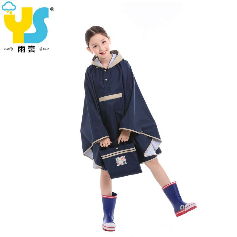 日式透气雨披儿童雨衣 学生小孩亲子骑车男女孩斗篷雨衣带书包位