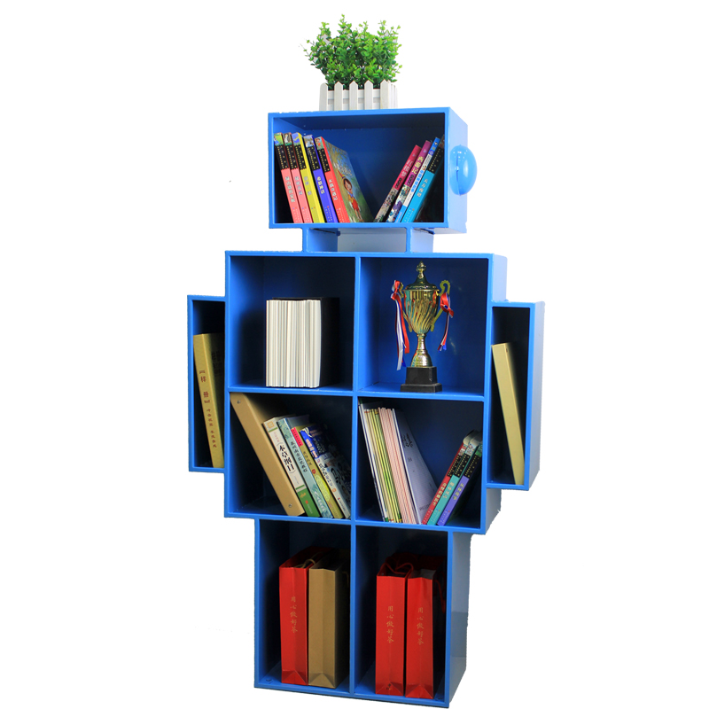 新潮流金属创意造型机器人书架学生图书室壁挂书柜时尚落地置物架