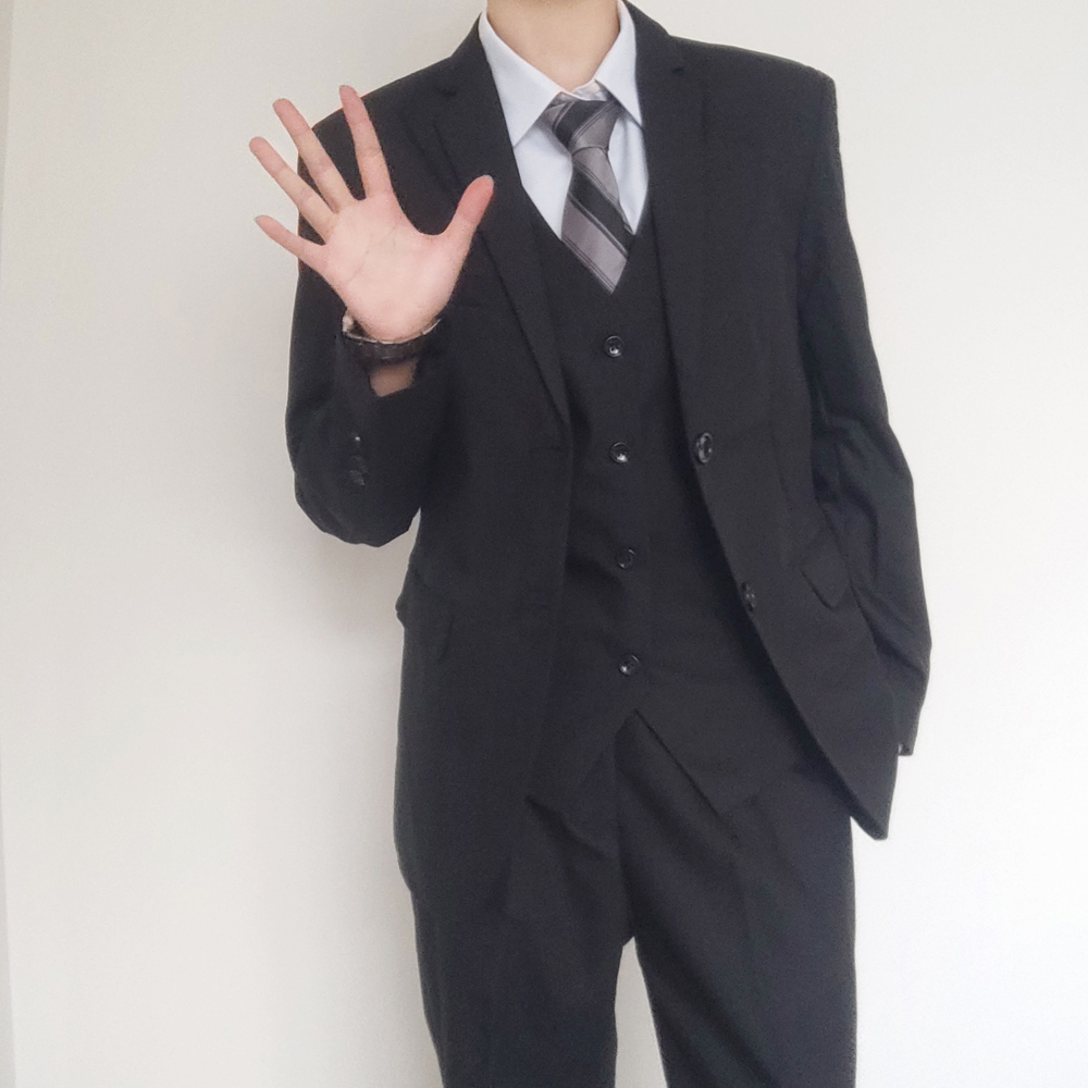 浅见川DK西服制服二粒扣学院风黑色英伦学生高级感西装正式套装男