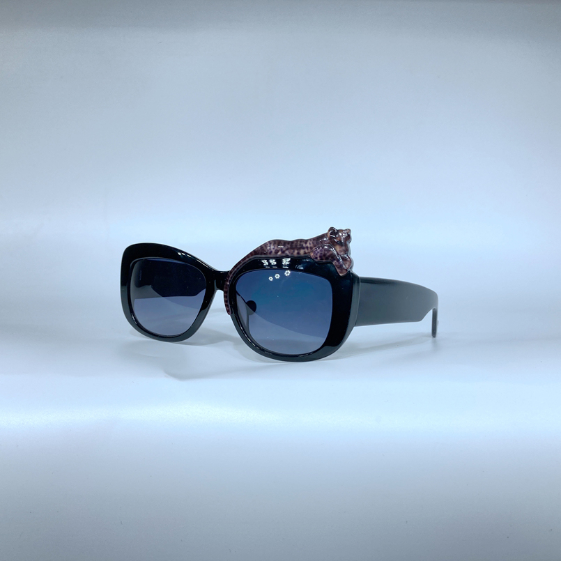 新款潮流 墨镜个性眼镜KARLSS防紫外线太阳眼镜时尚豹子黑 遮阳酷