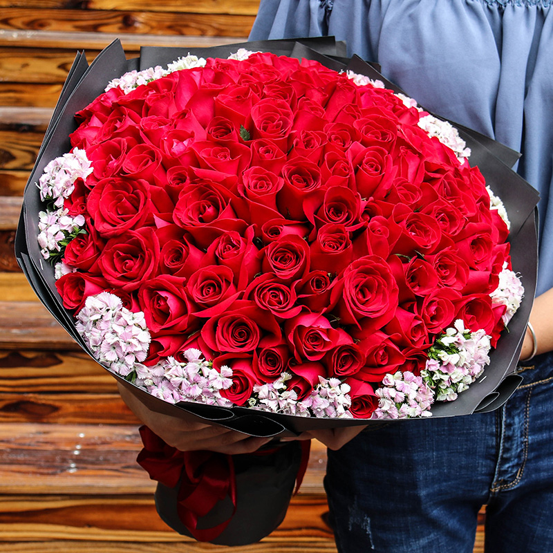 齐齐哈尔鲜花速递红玫瑰花束礼盒哈尔滨鹤岗同城表白生日配送花店