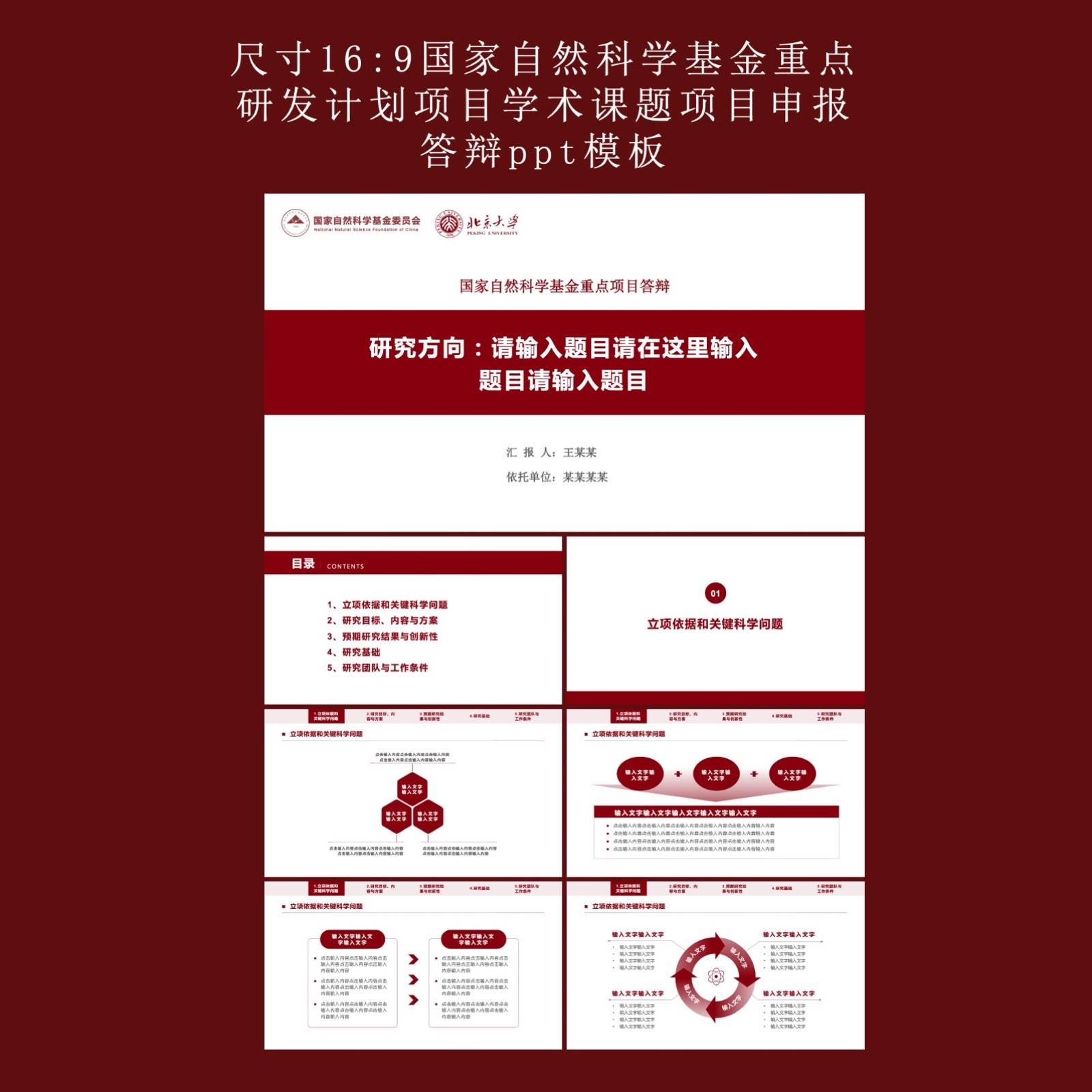 北京大学学术国家自然科学基金重点研发计划项目申报答辩ppt模板