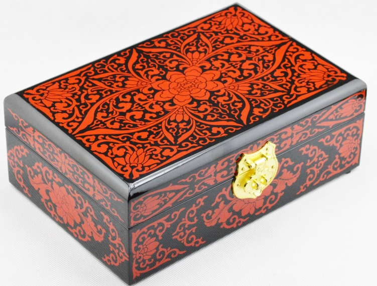 高档平遥漆器首饰盒山西推光木质复古中式木质实木化妆盒中国风带