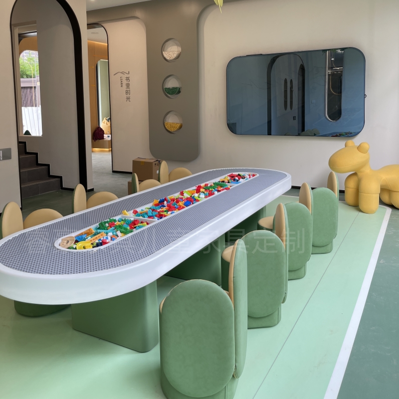 新品zdh大型儿童积木桌椅环保大颗粒益智玩具桌子拼装游戏桌木质
