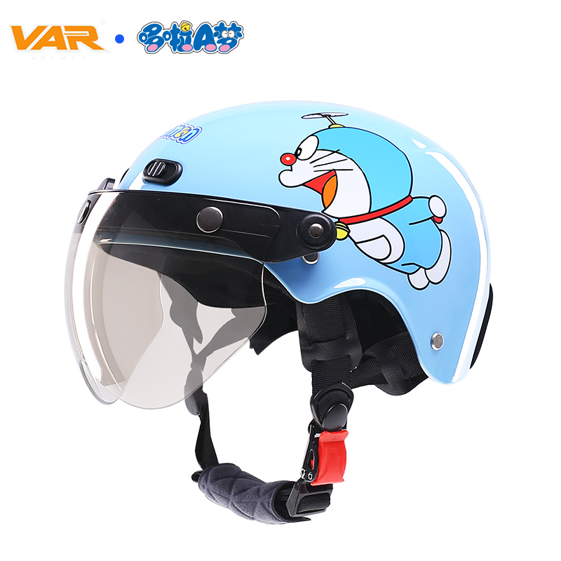 VAR3C认证国标儿童哆啦A梦电动电瓶车头盔男孩女孩卡通四季安全帽