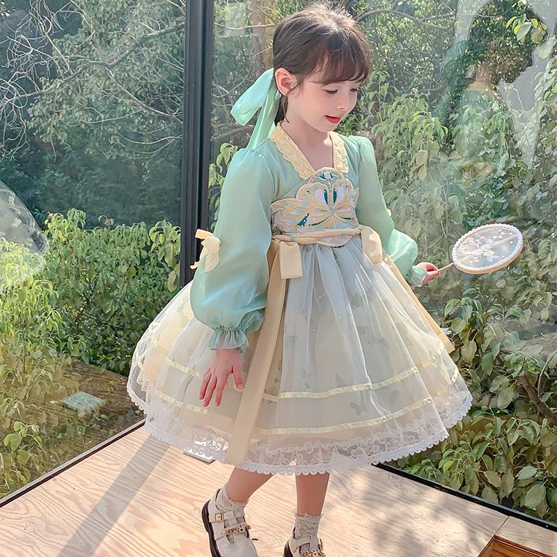 女童洛丽塔连衣裙2024新款儿童时髦洋气中国风公主裙宝宝春装裙子
