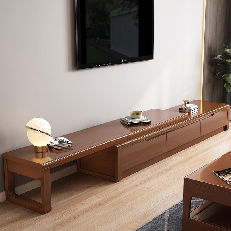 全实木电视柜小户型可伸缩现代简约经济型茶几组合中式客厅收纳柜