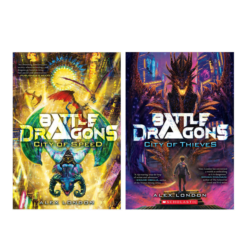 英文原版 'Battle Dragons #1-2 战龙 系列2本 青少年儿童课外阅读进阶读物 魔幻奇幻冒险故事小说 Scholastic出版