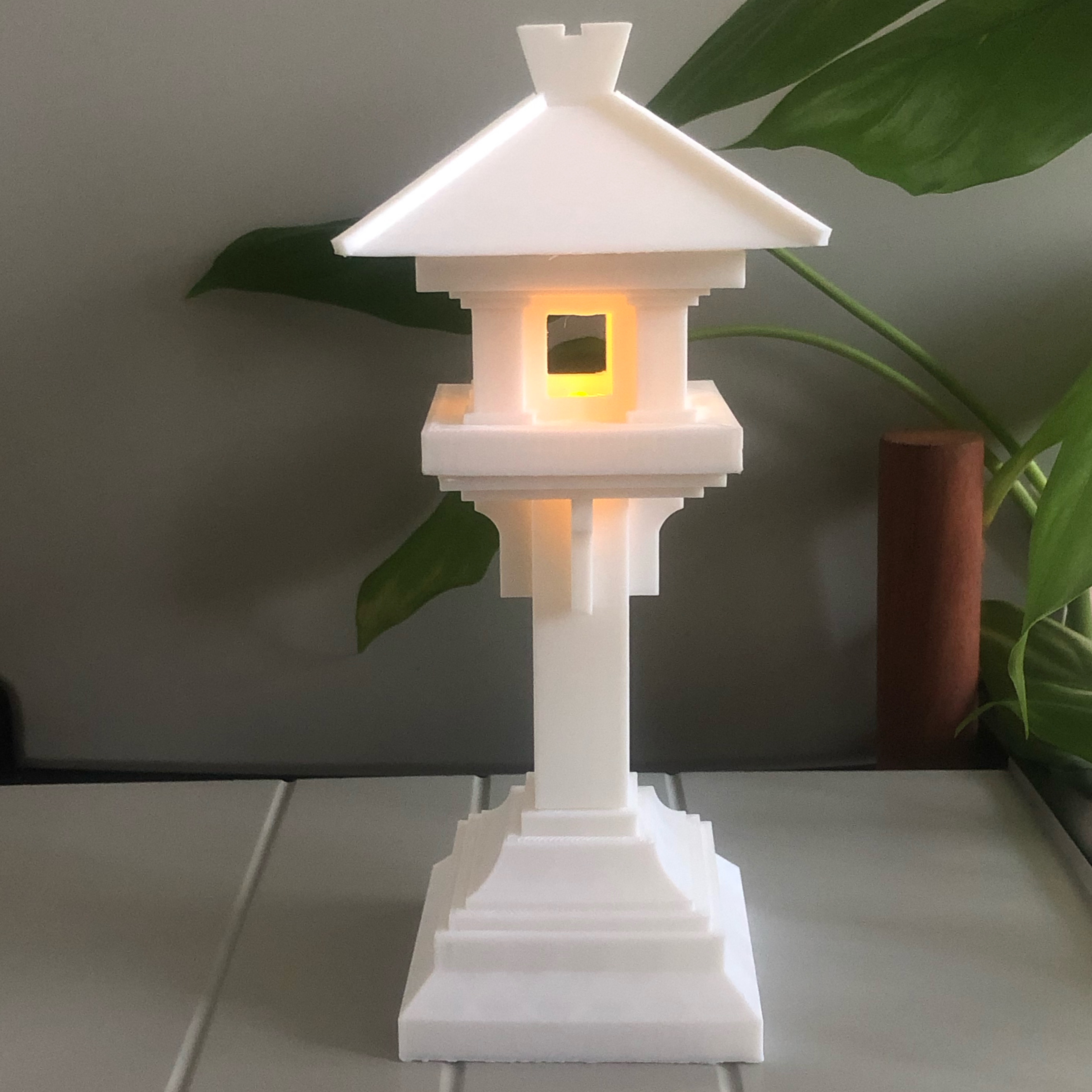 中式仿古中国风3D打印古风石灯桌面摆件景观LED发光拼装模型