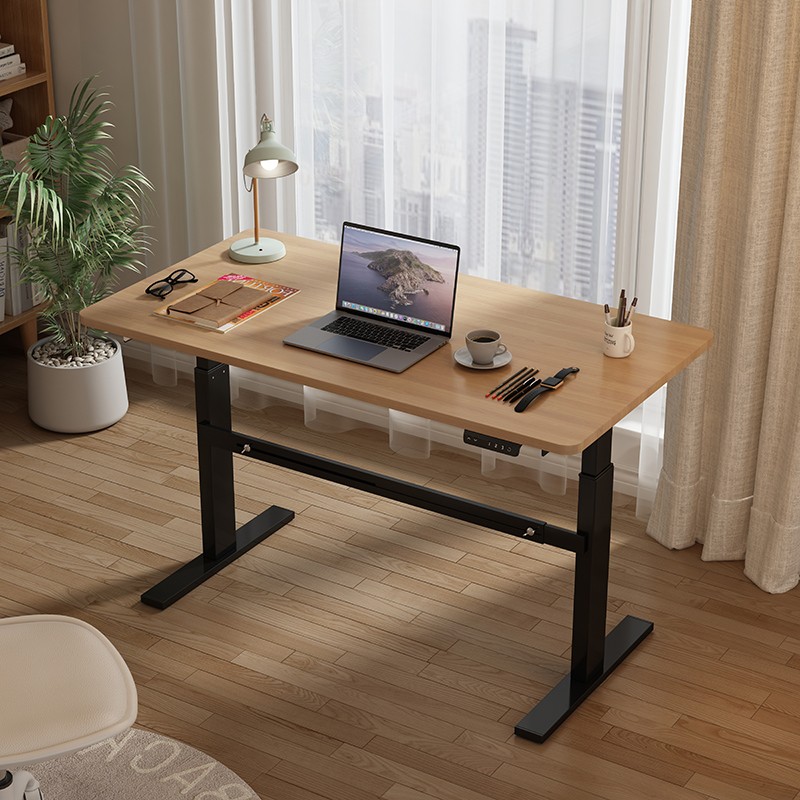 新品双电机智能电动升降桌实木居家办公电脑M桌学习桌书桌家用简
