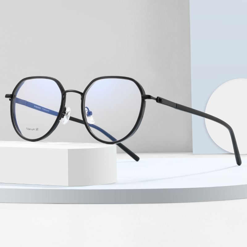 领际防蓝光电脑近视眼镜男女平光超轻纯钛全框复古韩版眼镜架