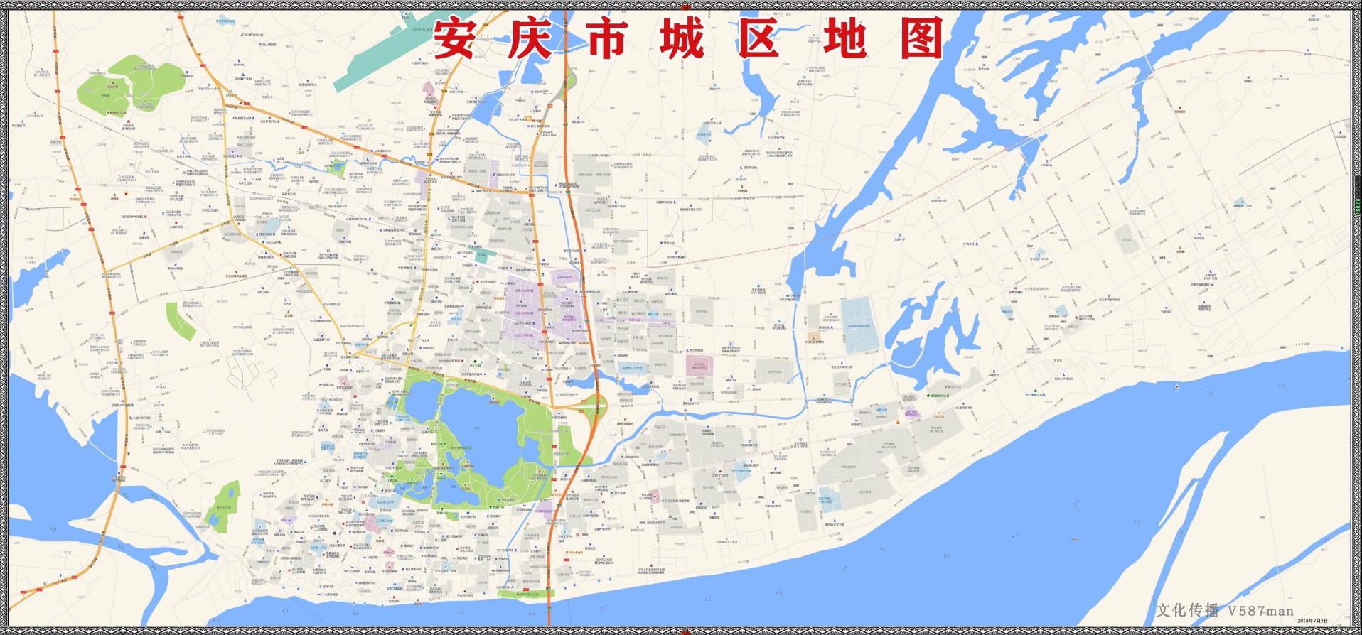 2019年安徽安庆主城区地图交通旅游街道小区房产楼盘学校88x188