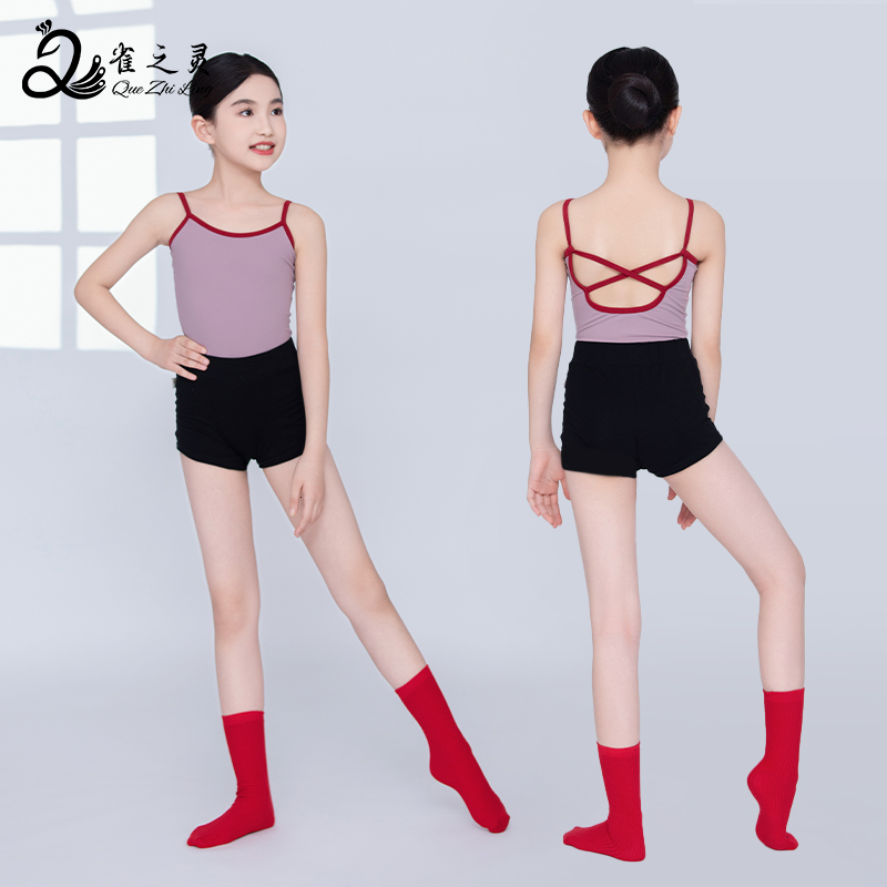舞蹈服儿童女新款中国舞练功服连体吊带体操服芭蕾体服形体服套装