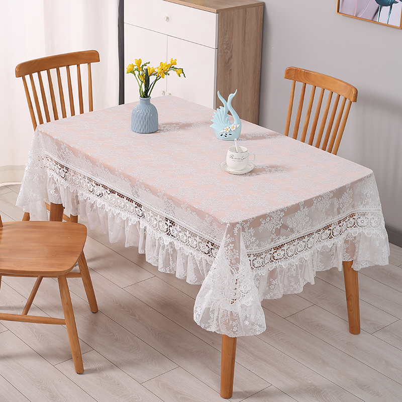 轻奢氛围感桌布小资高级感白色蕾丝长方形家用台布美式田园风新品