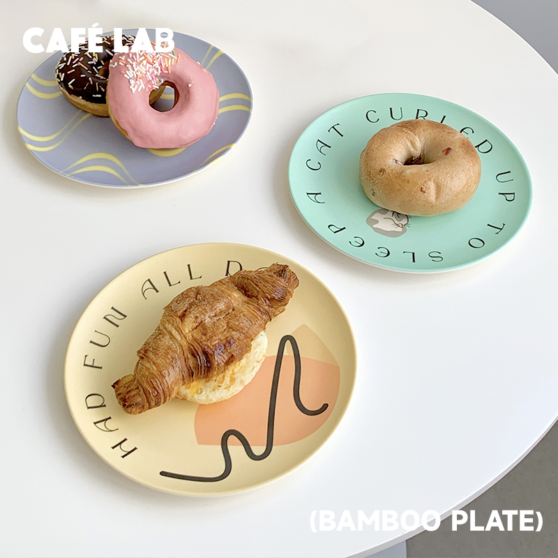 CAFE LAB咖研社竹纤维餐盘家用仪式感餐具手绘北欧风沙拉甜品圆盘