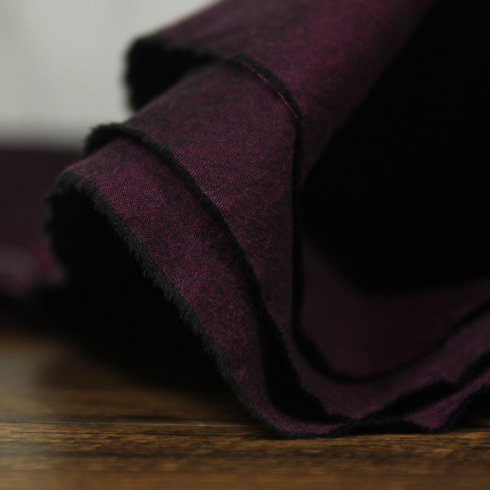 新品瓦娜家中国风梅紫红色精高支高密棉骨纯色织长绒棉服装面料连