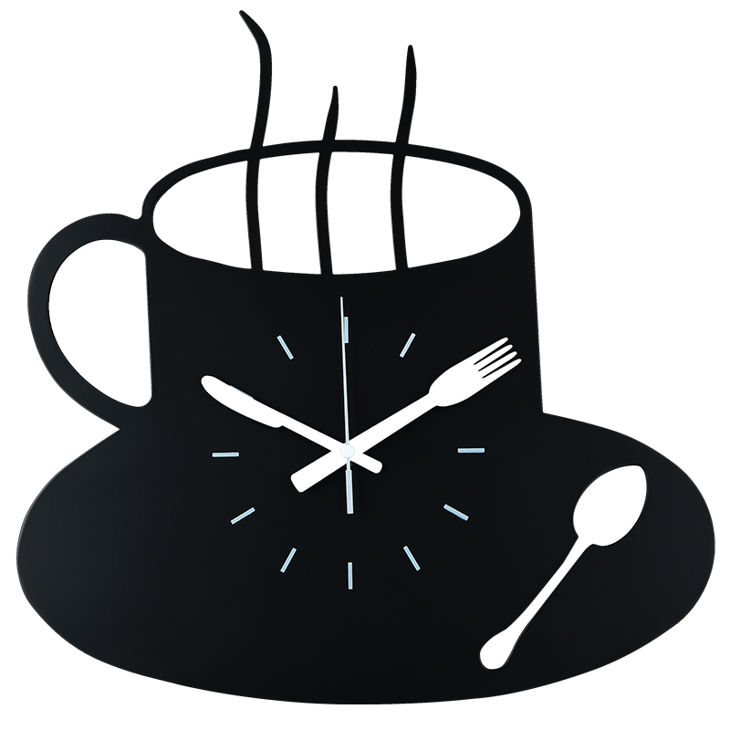 极速北欧咖啡杯挂钟个性创意艺术时尚时钟家用网红大气客厅挂墙钟