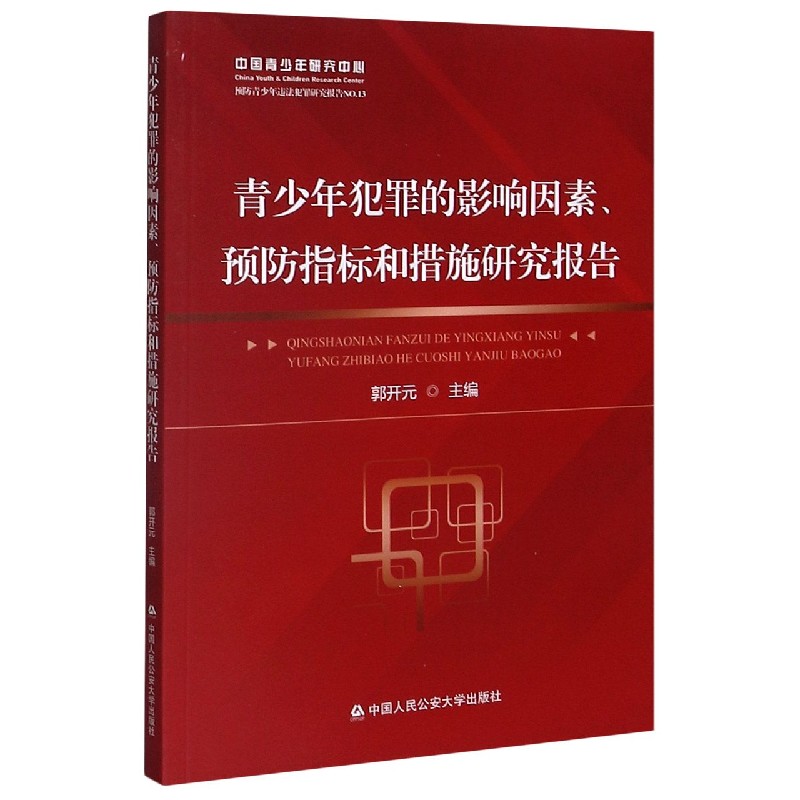青少年犯罪的影响因素、预防指标和措施研究报告 郭开元 编 中国人民公安大学出版社