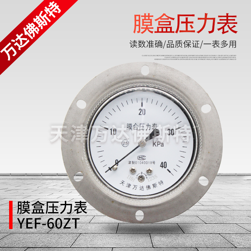 天津万达佛斯特YEF-60ZT轴向不锈钢膜盒压力表精密压力表气压表