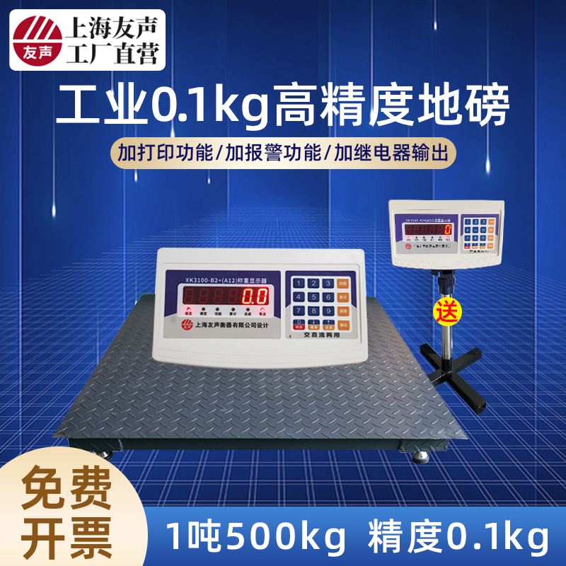 上海友声电子地磅秤1吨0.1kg地磅称500kg0.1kg高精度工业地磅称