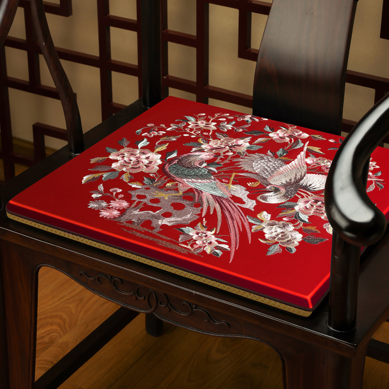 新中式椅垫红木沙发椅子坐垫茶椅垫座椅垫中国风实木圈椅刺绣垫子